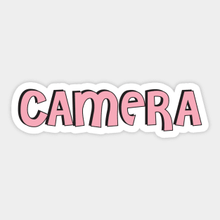 Film Crew On Set - Camera - Pink Text - Front Sticker